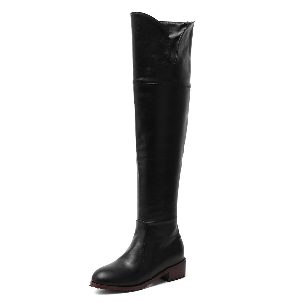 Women's Low-heeled Boots Autumn and Winter New Thick-heeled Casual Large-size Medium Boots