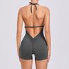 Women's High-Elastic Yoga Jumpsuit - European & American Style, Peach Hip, Open Back, One-Piece Fitness Outfit