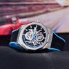 Механические часы Водонепроницаемые 100 м Автоматические часы Скелетон Крутые Стильные наручные часы Роскошные водонепроницаемые светящиеся синие часы AKNIGHT Мужские
