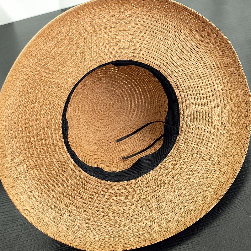 Широкополая шляпа от солнца для женщин - складная пляжная кепка для путешествий с защитой от ультрафиолета, повседневная плетеная шляпа для отдыха на открытом воздухе без перьев