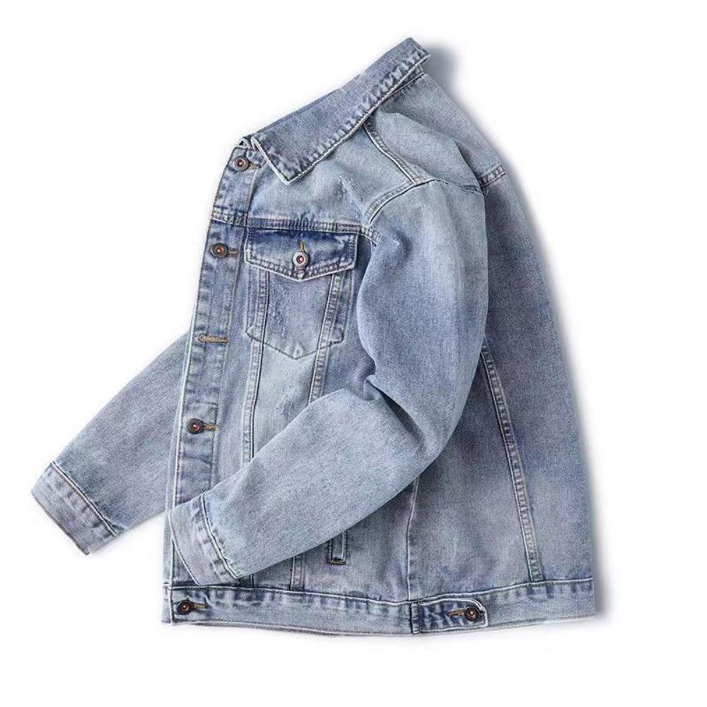 Men's Versatile Denim Jacket for Spring and Autumn, Loose Fit Plus Size Cargo Jacket Denim Casual Streetwear Denim Jacket Men's Daily Wear Outerwear