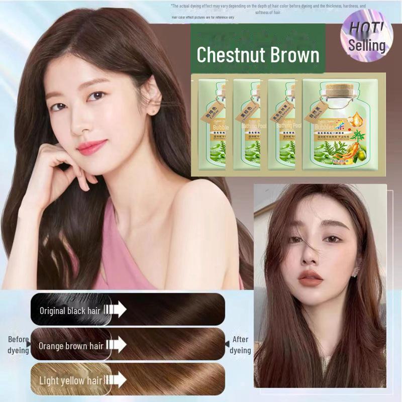 Пузырьковая краска для волос: Крем на растительной основе для закрашивания седины, не оставляет пятен, прост в использовании в домашних условиях