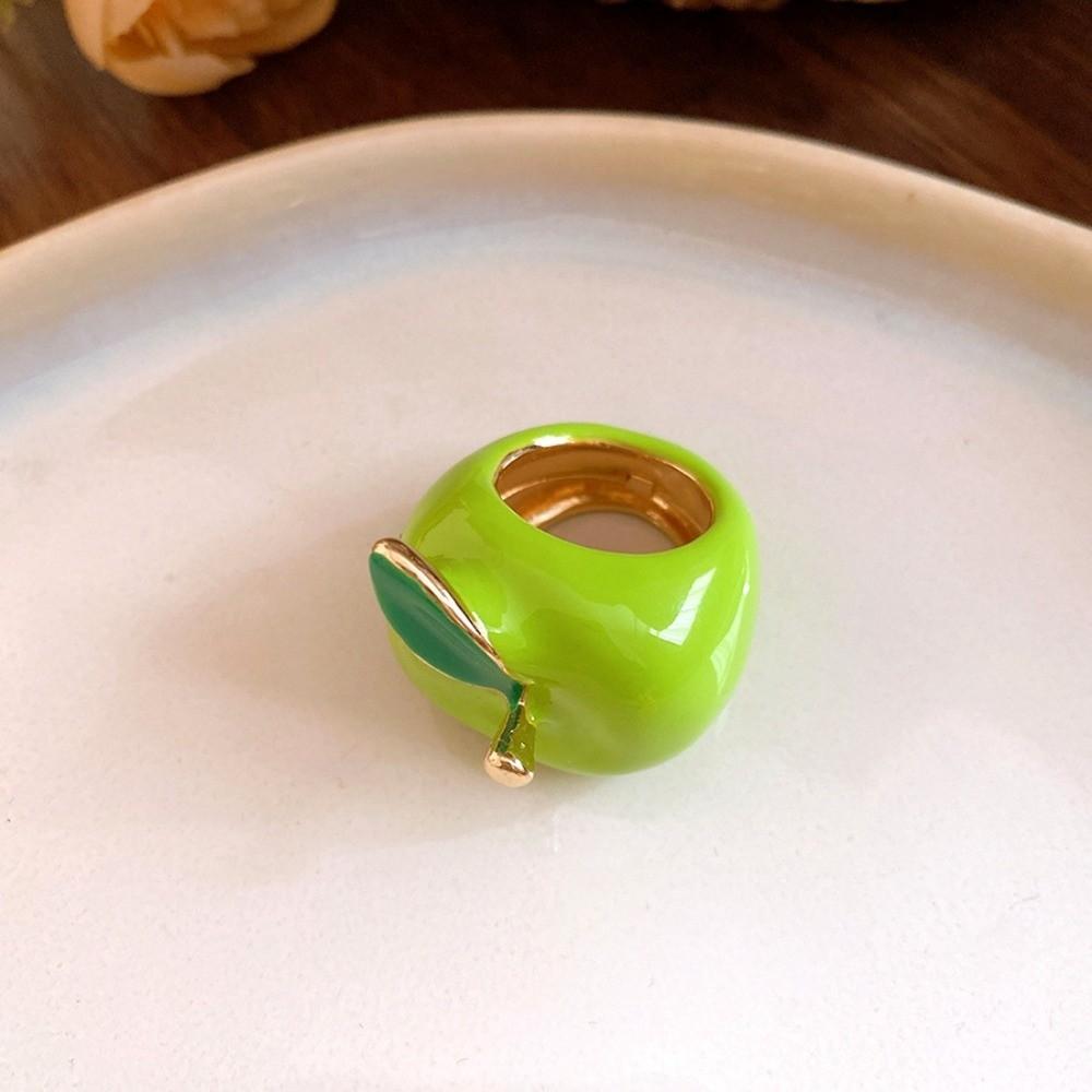 Minimalist Geometric Fruit Ring Colorful Vintage Ring Elegant Enamel Fruit Ring Women