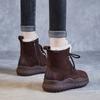 Мода 2025 Новые 5 см Женские ботинки из натуральной кожи Женские ботинки на толстой подошве Теплые хлопковые ботинки зимние ботинки из коровьей кожи первого слоя Винтажные