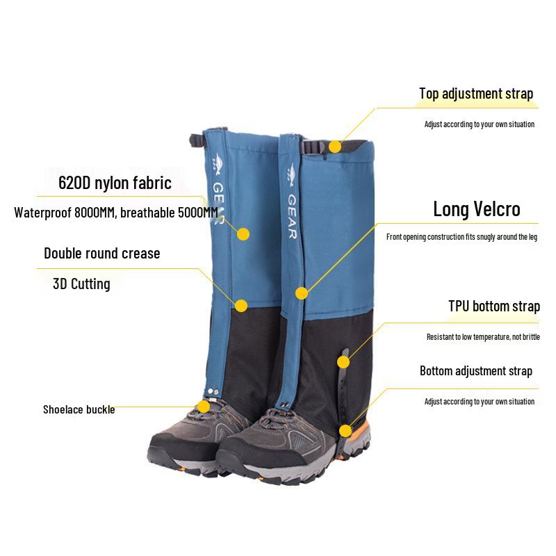 Waterproof Outdoor Gaiters for Men & Women - Snowproof, Sandproof Leg Covers for Hiking, Skiing, and Mountaineering