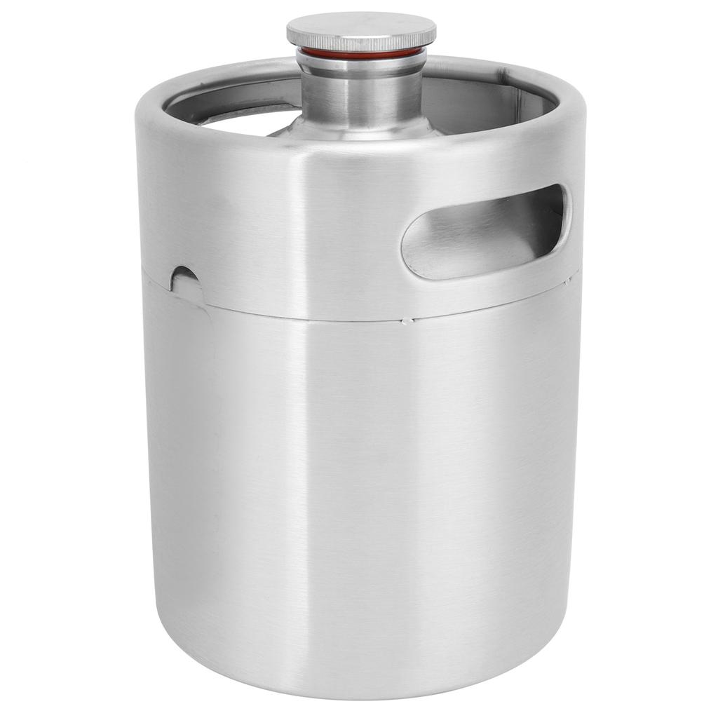 2L Beer Keg Mini Stainless Steel Beer Barrel with Spiral Lid for Home Brewing Accessory