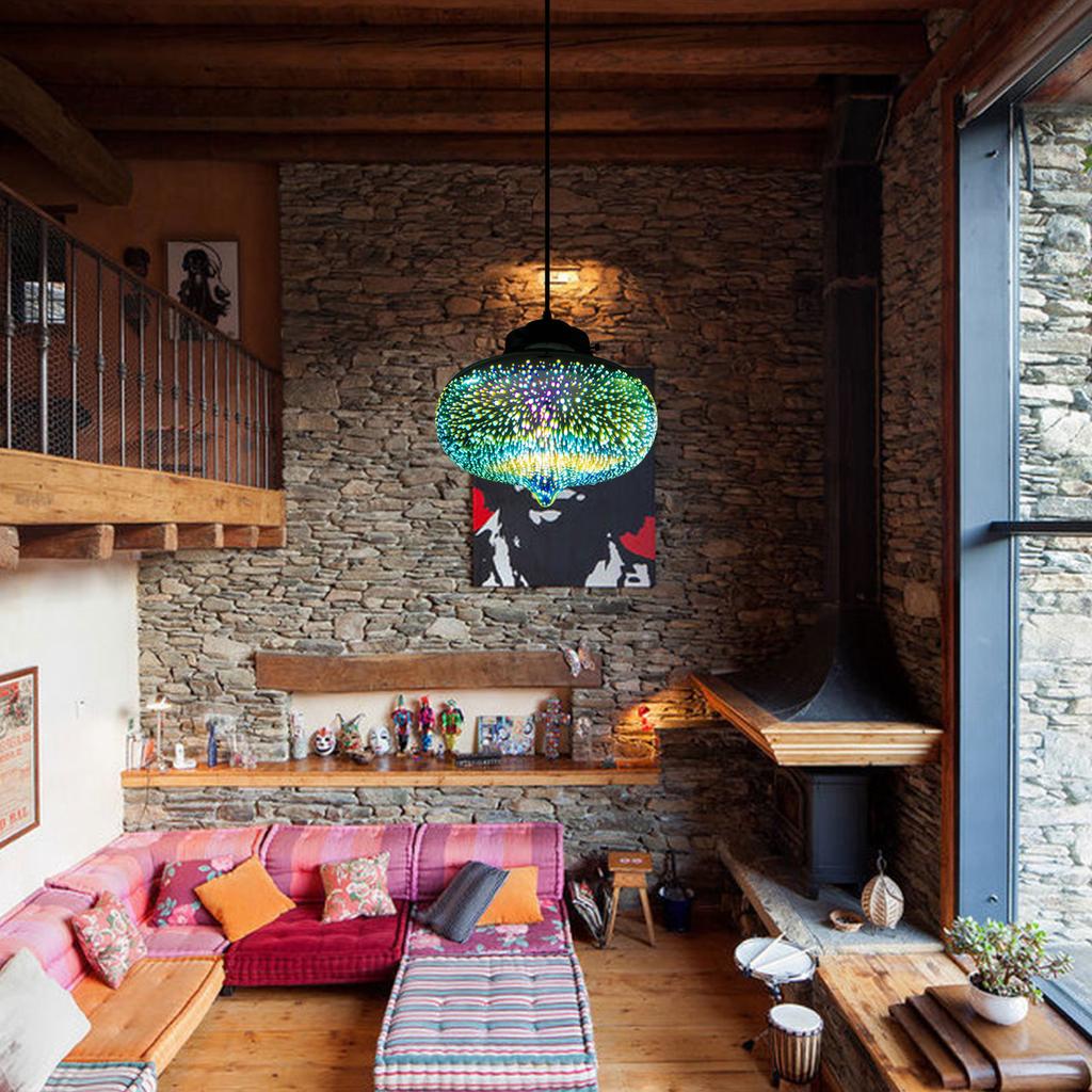 Светодиодная потолочная люстра 3D стекло фейерверк подвесной светильник абажур железо + стекло для гостиной, столовой, кабинета, кафе