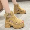 Fashion 2025 New Gothic Chunky Platform Sandal Women Summer 2025 Wedges Peep Toe Gladiator Shoes Woman Thick Bottom High Heels Sandalias