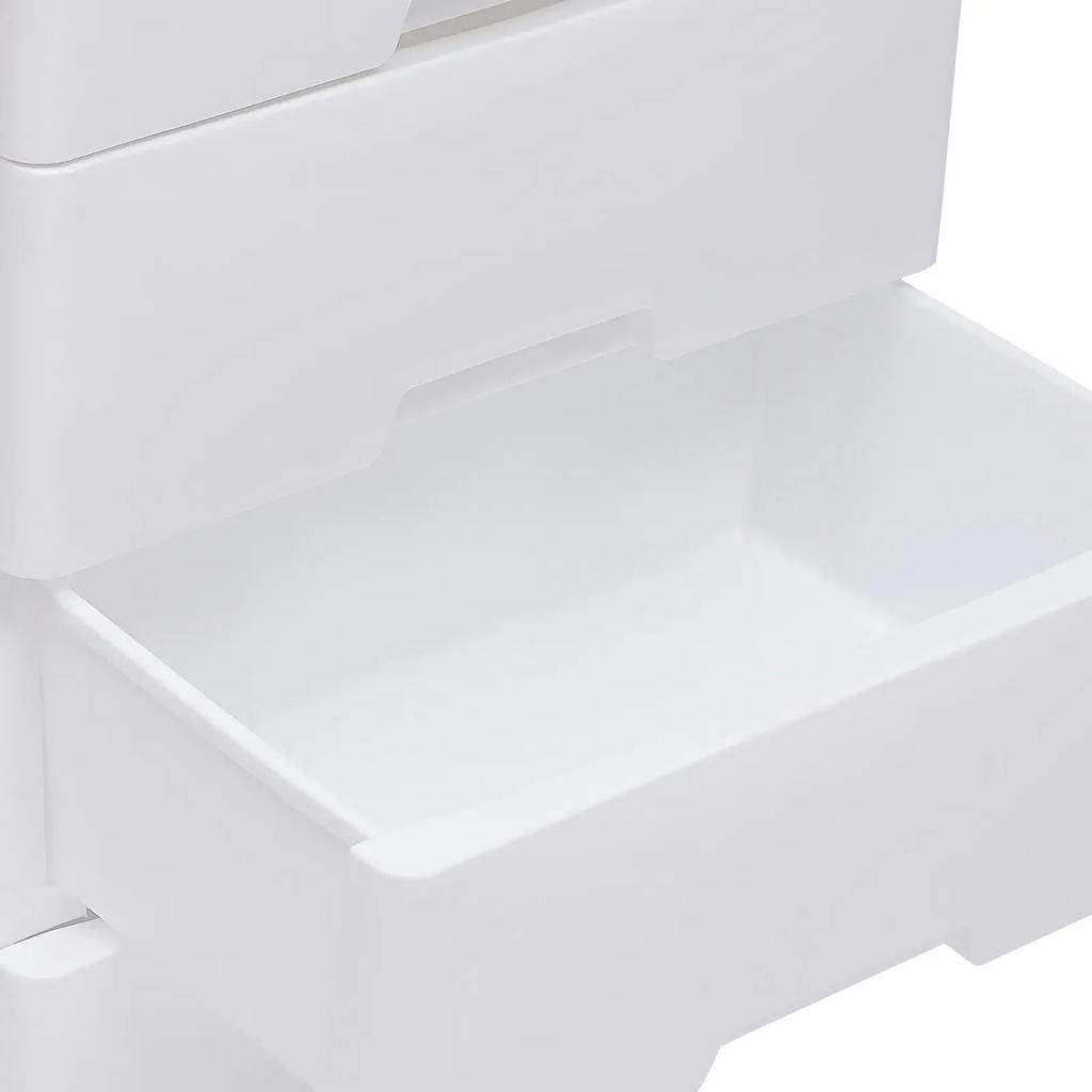 Plastic Drawers Dresser for Bedroom Storage Cabinet with 5 Drawers Craft Organizers and Storage for Playroom, Kitchen (White)