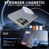 For Samsung Galaxy S25 Ultra Magnetic Case Kickstand Grid Texture TPU PC Phone Back Cover