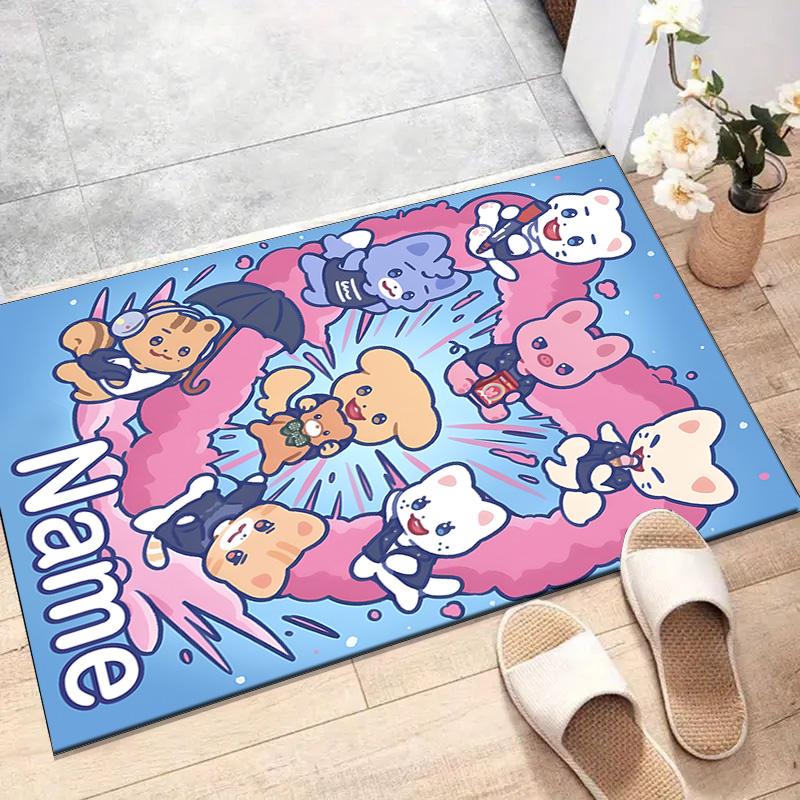 Custom Kpop Team Mat Personalized Name, Polyester Washable Indoor Entryway Rug, Gift for Christmas, Easter, Thanksgiving Day