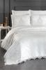 Omrum Bedding Set, Bedspread 250x260, Sheet 220x240, Chenille Fabric, Cream - Silver