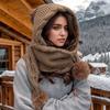 Women's Winter Hat Scarf Set - Thermal Wool Pom Beanie&Balaclava for Extreme Cold Versatile Hat with Attached Scarf Knitted Hat