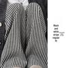 Petite Coffee Pinstripe Casual Women's Wide-Leg Pants, Drawstring High Waist, Relaxed Fit - Perfect for Spring & Autumn.