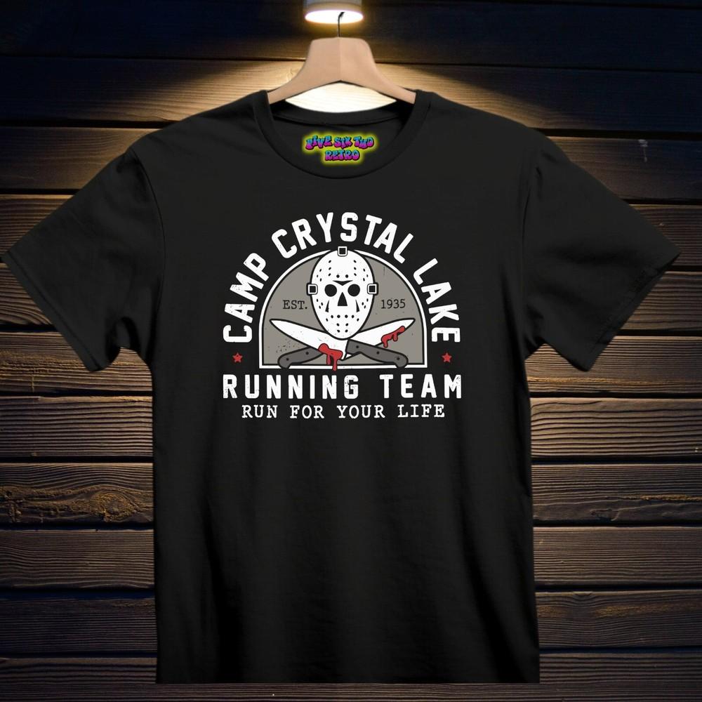 Camp Crystal Lake Running Team Friday The 13th Movie Horror TShirt Black S3XL Unisex T-Shirt