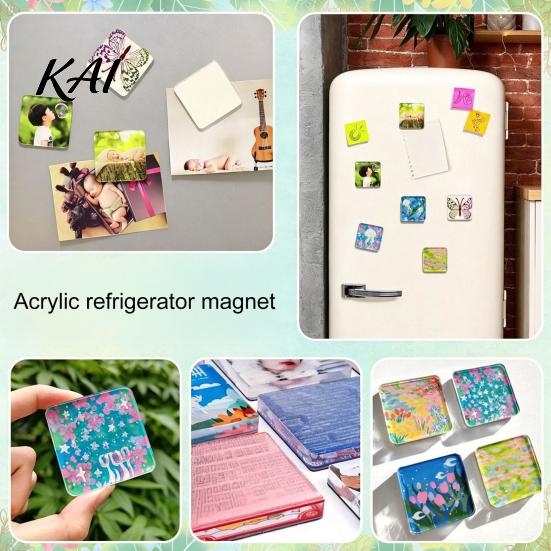 Magnetic Picture Holder 5/6/8/10/15/20/24 Sets DIY Acrylic Fridge Magnet Kit, Square Refrigerator Photo Display Magnets with Adhesive Backing,