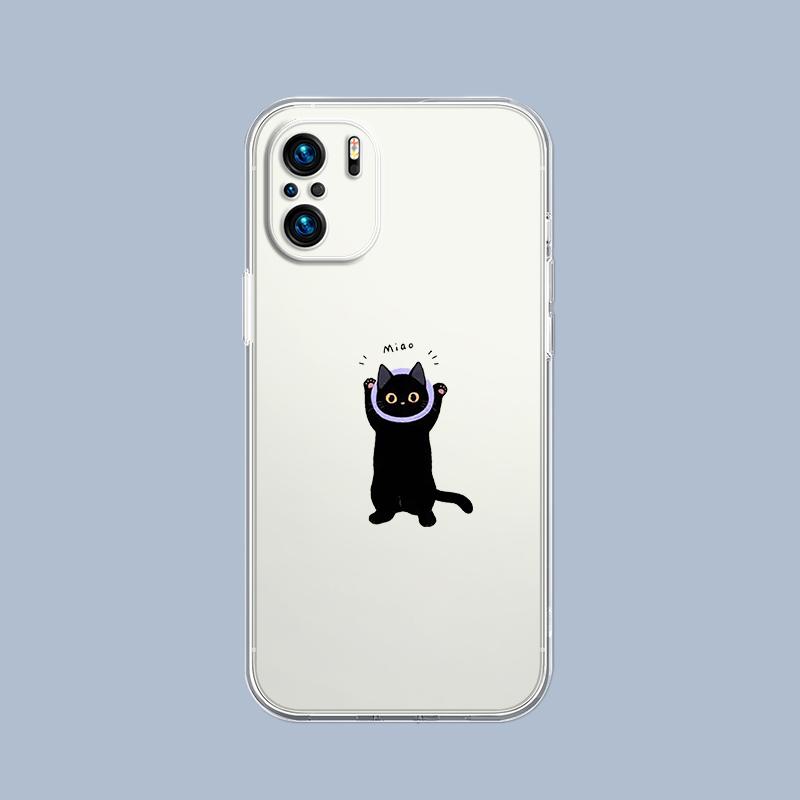 Забавный черный кот Чехол для телефона для Xiaomi Redmi Note 15 14 5G 13 12 10 11 Pro Plus 4G 14C 13C 12C Мягкий ТПУ Прозрачный Подарочная обложка