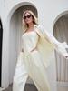 Женский повседневный трехпредметный набор в стиле casual luxe, Европа и Америка, 2026: Топ-бандо и брюки клеш.