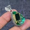 Натуральный медно-малахитовый драгоценный камень 925 пробы стерлингового серебра кулон-украшение 1,97" ET-4783