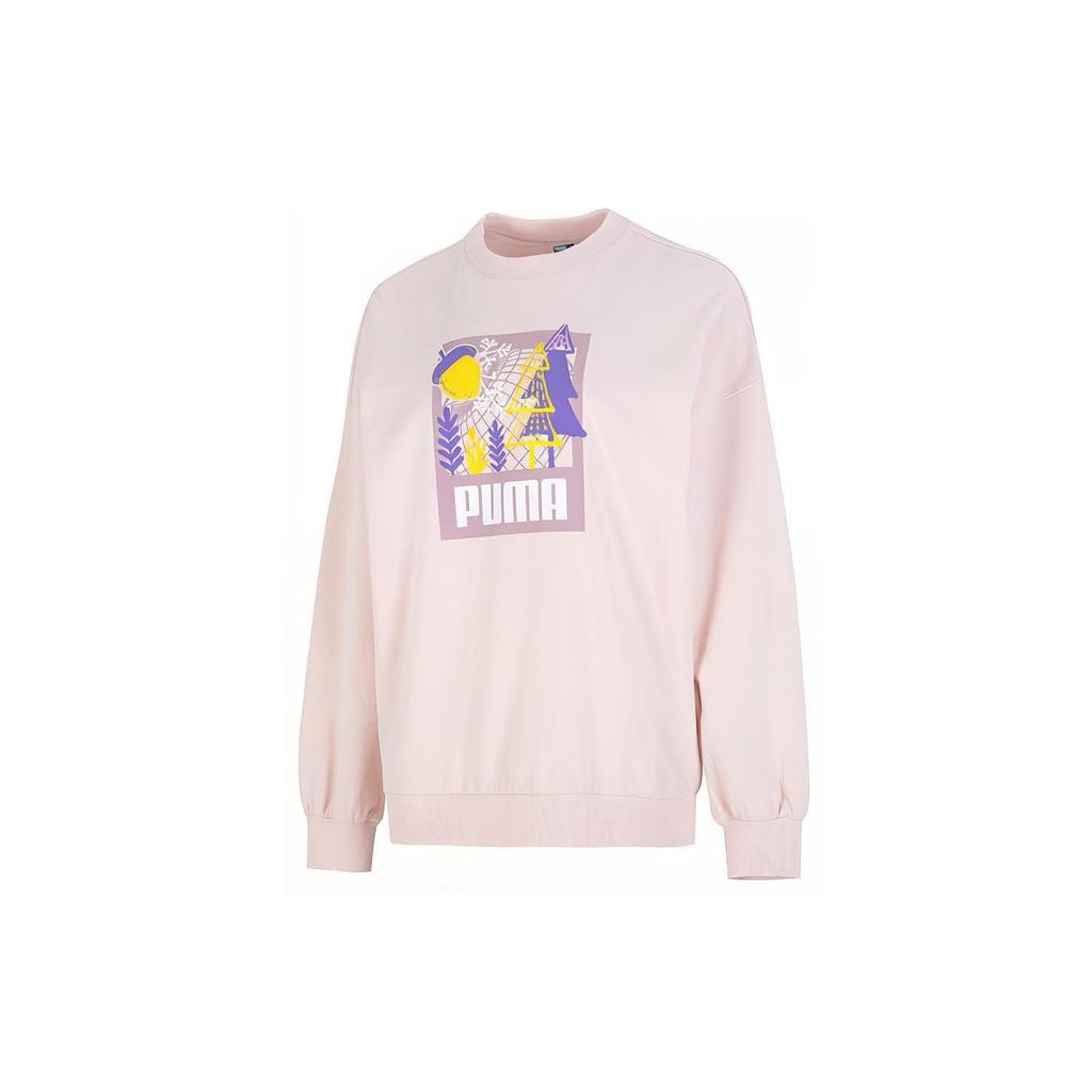 PUMA Sweatshirts Women's Pink Crew Neck Moderate Regular 538779-48
