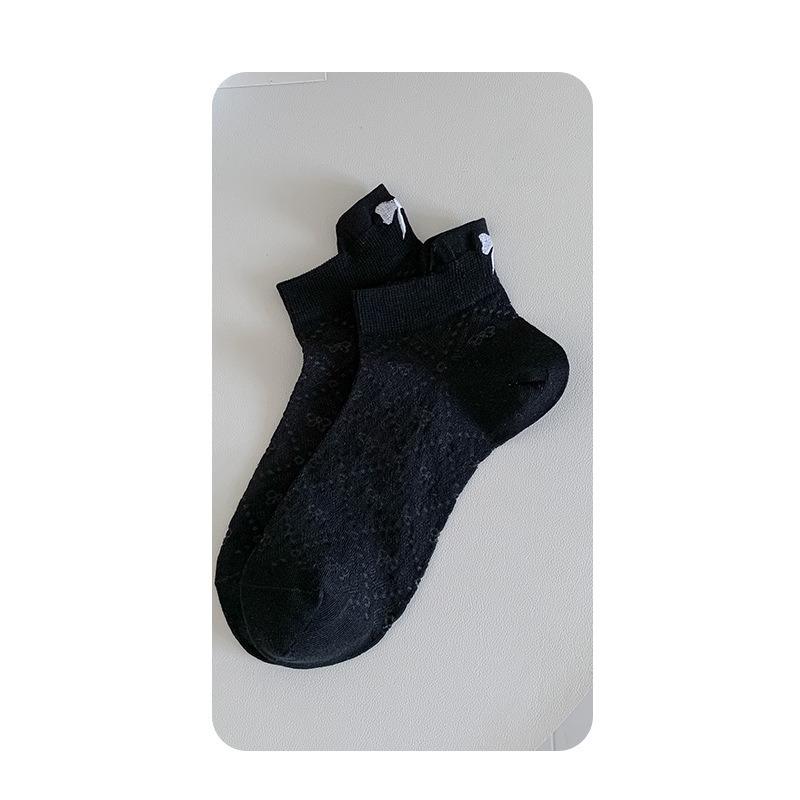 1 пара женских коротких носков Харадзюку милые с вышивкой бантиком повседневные забавные носки до щиколотки весна/лето дышащие женские гольфы #