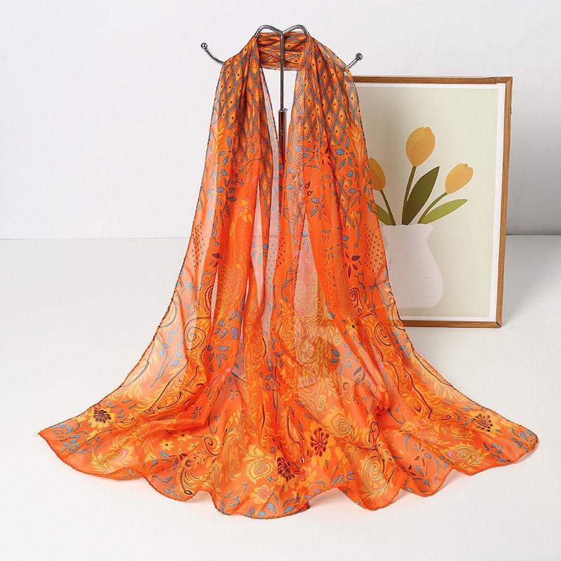 Printed Scarves for Women, Chiffon Summer Sun Protection Shawls, Decorative Scarves, and Sand Scarves