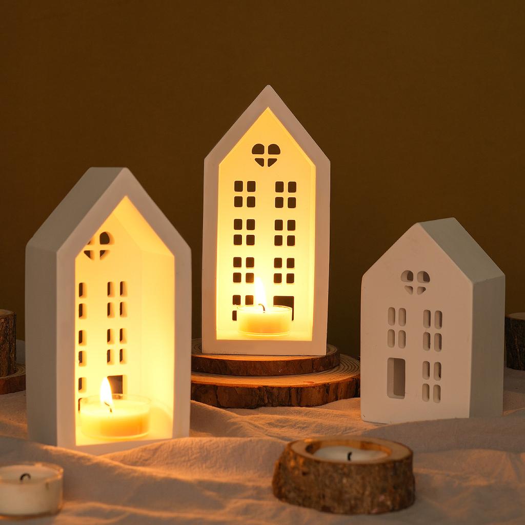 1шт подсвечник для дома силиконовая форма DIY ручная работа окна дома гипс бетон смола подсвечник ремесло литье формы домашний декор