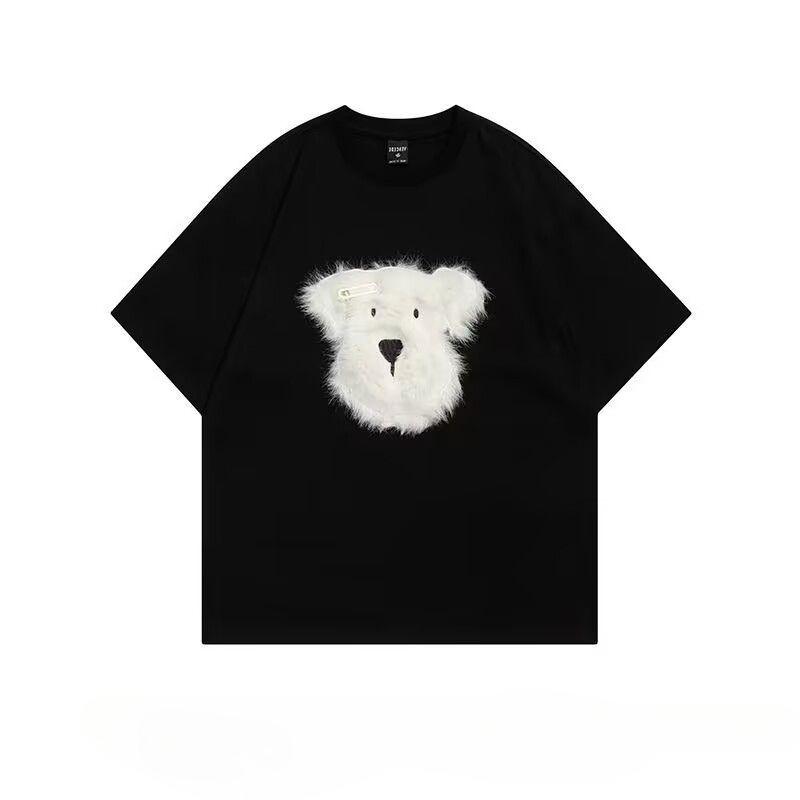 3D плюшевая собака женская футболка свободные короткие рукава женские летние топы однотонные повседневные женские футболки с круглым вырезом