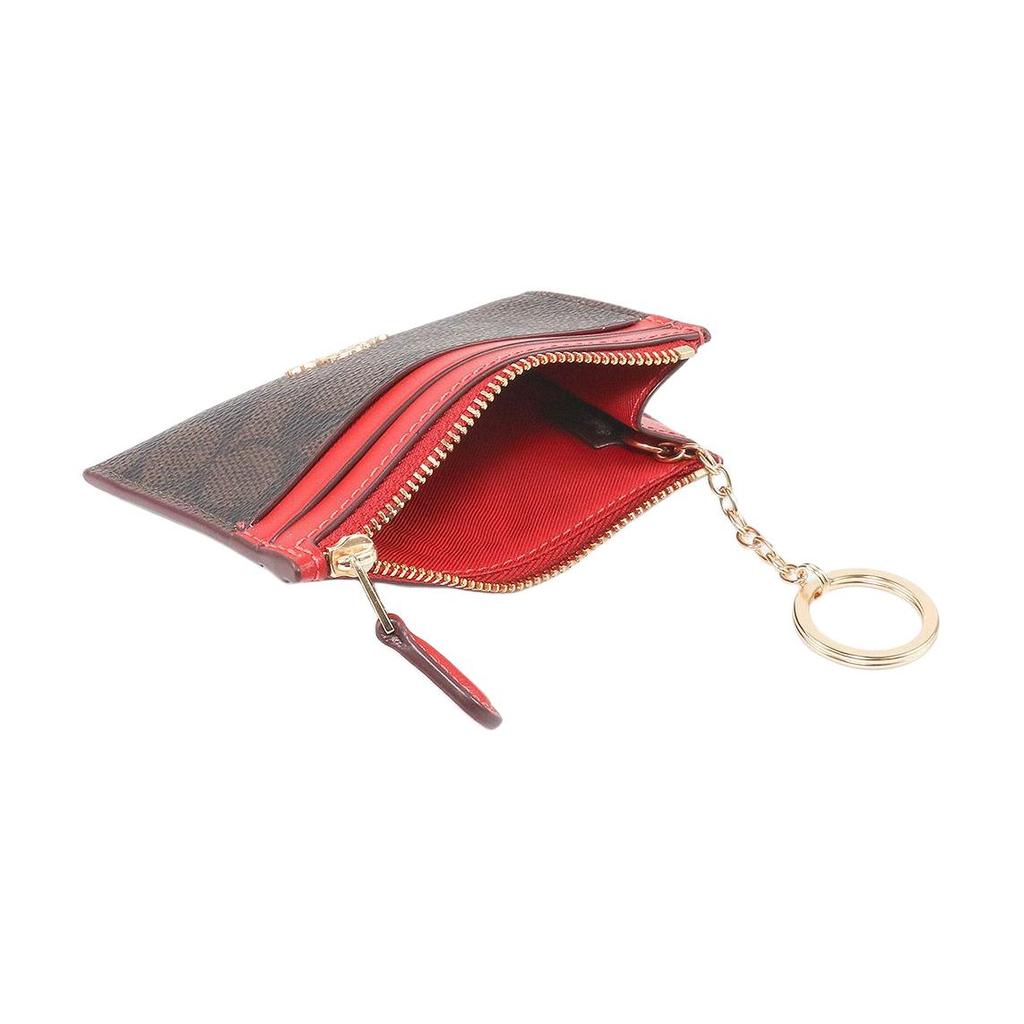 New COACH Coated Canvas Card Holder Mini Women's Red CW870-IMXD0