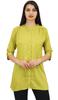 Phagun Women's Summer Yellow Cotton Modal Tunic Shirt Top With Front Opening-