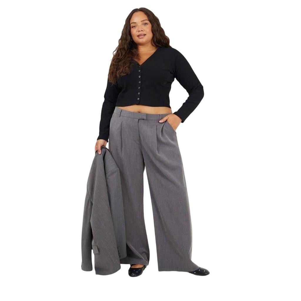 Brave Soul Womens/Ladies Ribbed V Neck Plus Long-Sleeved Crop Top