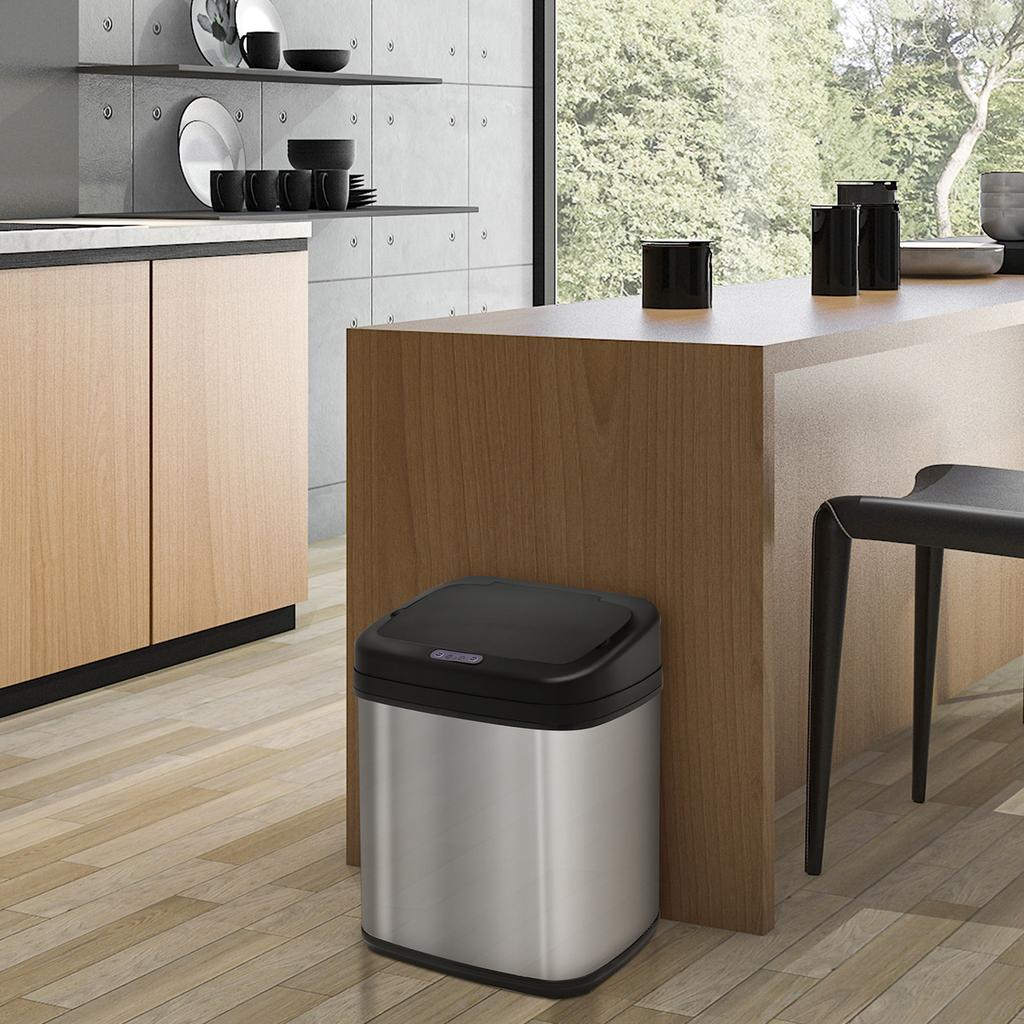 Sensor Trash Can 20L Stainless Steel Automatic Trash Can with Motion Sensor, Inner Bucket 33 x 25 x 42.5 cm Silver+Black