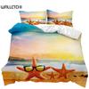 Комплект постельного белья Beach Summer Ocean Комплект постельного белья Hawaiian Marine Sea Waves 3D Print Starfish Полиэстеровый пододеяльник Queen King