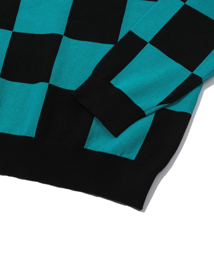 BEENTRILL Classic Checkerboard Oversized Knit (Teal)