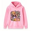 Kids Boys Girls Cute Cartoon Print Hoodie, Casual Leopard Number Pattern Pullover Sweatshirt with Adorable Animal Character, Soft Warm Long Sleeve Top