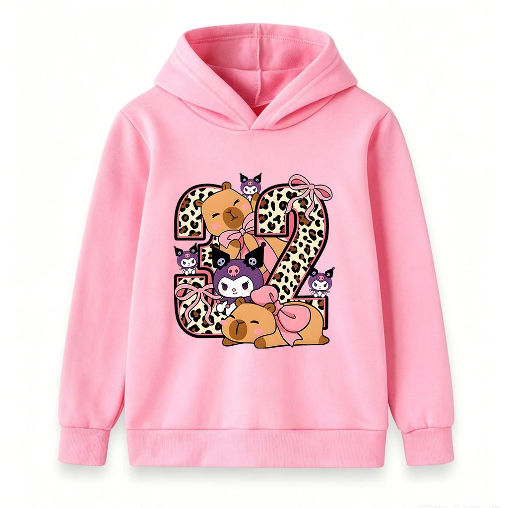 Kids Boys Girls Cute Cartoon Print Hoodie, Casual Leopard Number Pattern Pullover Sweatshirt with Adorable Animal Character, Soft Warm Long Sleeve Top