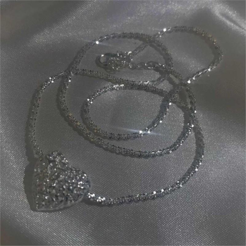 ANENJERY Серебряный цвет текстуры лавы, подвеска в форме сердца с любовью для женщин, нежная цепочка на ключицы, очаровательные украшения для девочек