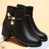 Women Boots 2024 Autumn/Winter Cotton Shoes Plus Velvet High Heeled Mom Ankle Boots Casual Comfort Warm Women Snow Boots