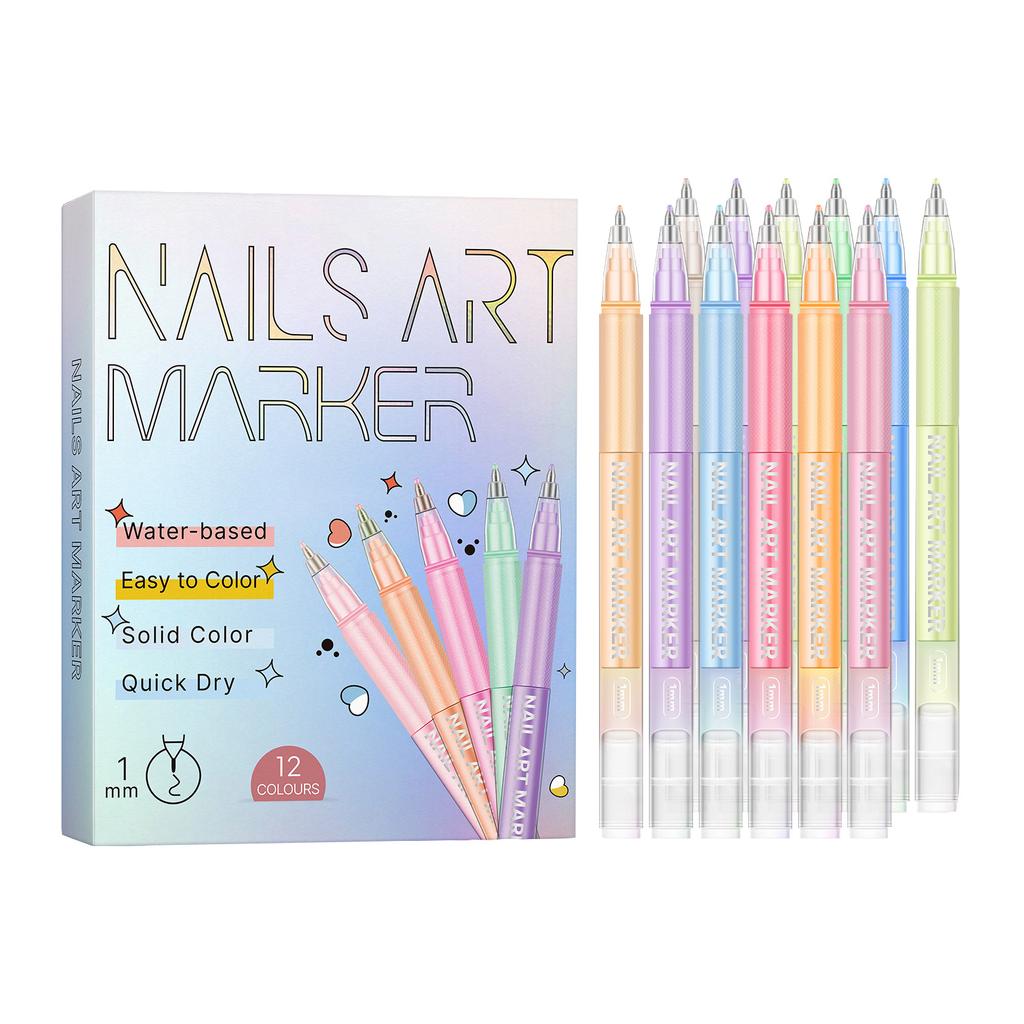 12 Color Nail Polish Pen Set DIY Nail Pen Lines art DIY Nail Creation Pen 1 Box/12ml