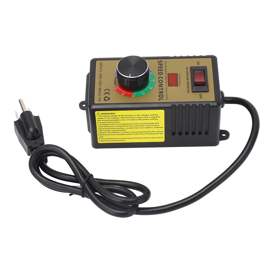 Регулятор скорости двигателя контроллер вентилятора бесступенчатый переключатель управления скоростью 15A защита от перегрузки переменного тока