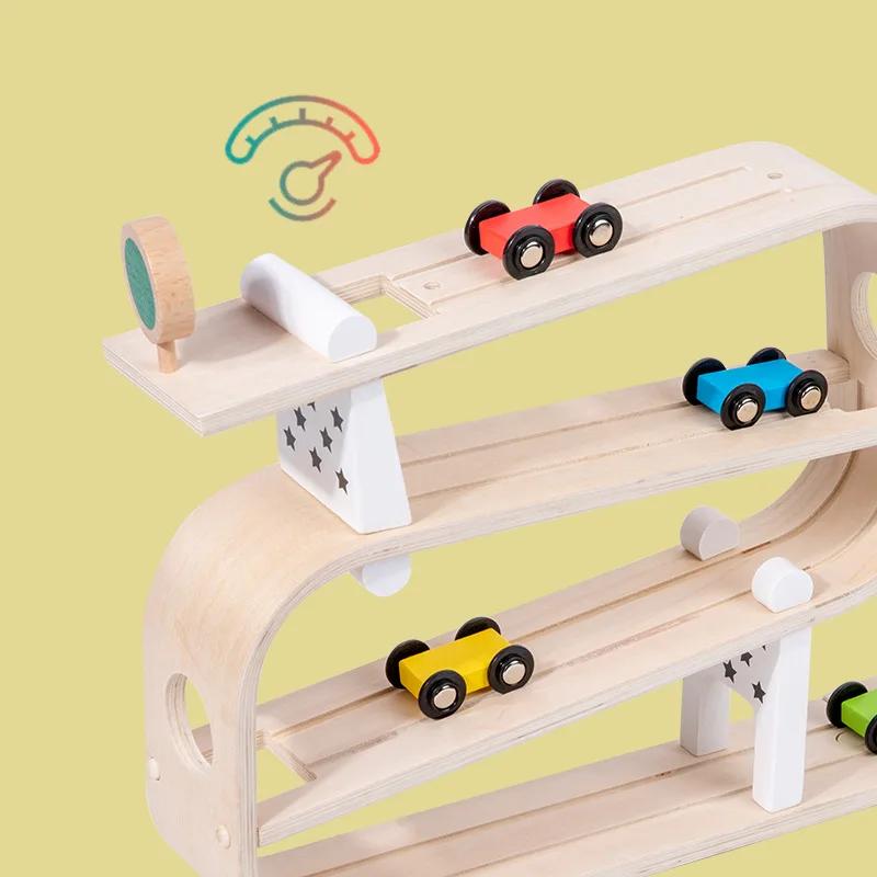 Visual Tracker Wooden Inertial Racing Track Hand-eye Coordination Exercises Glide Car Toys Kids Gifts Children's Early Educatio