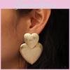 Fashion Gold Metal Women's Casual Heart Shaped Design Earrings For Parties