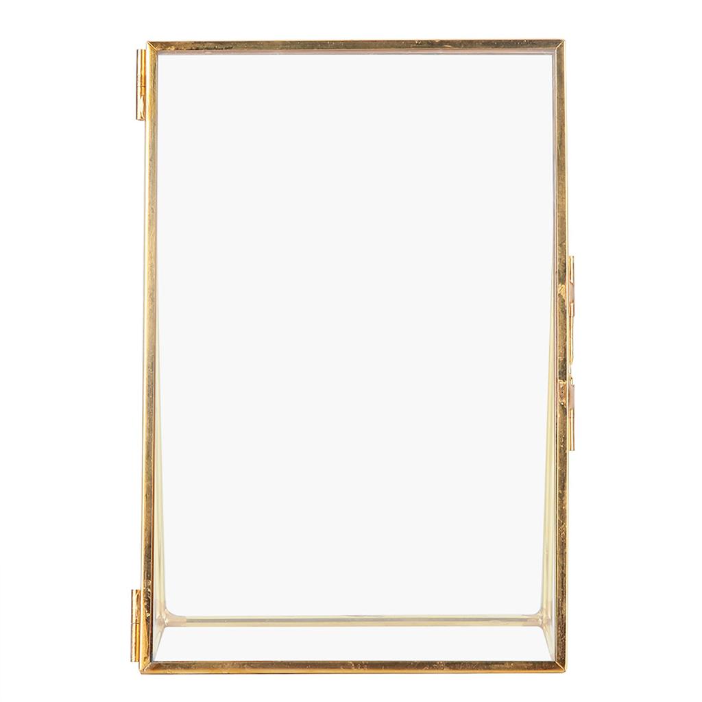 Brass Retro Glass Metal Desktop Photo Frame Bracket Copper Strip Metal Photo Frame;4*6inch :