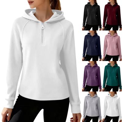 Женский повседневный модный топ из немецкого бархата, теплый, однотонный, с полузастежкой-молнией, воротником-стойкой и длинными рукавами