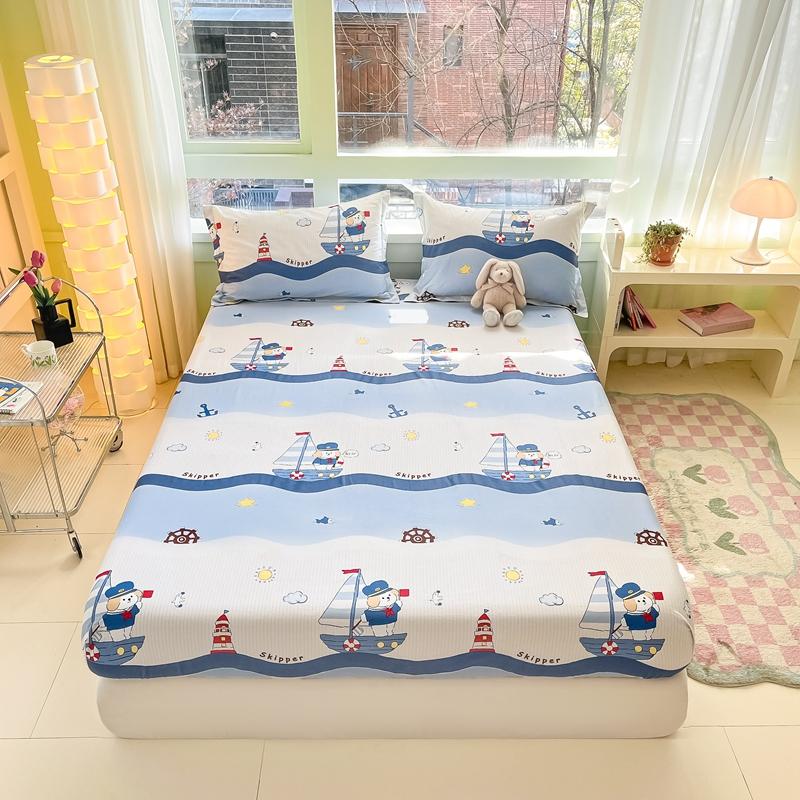 100% Cotton Bedsheet Elastic Fitted Sheet Print Bed Cover Single/Double/Queen/King Size Bed Linen Drap De Lit (No Pillowcase)
