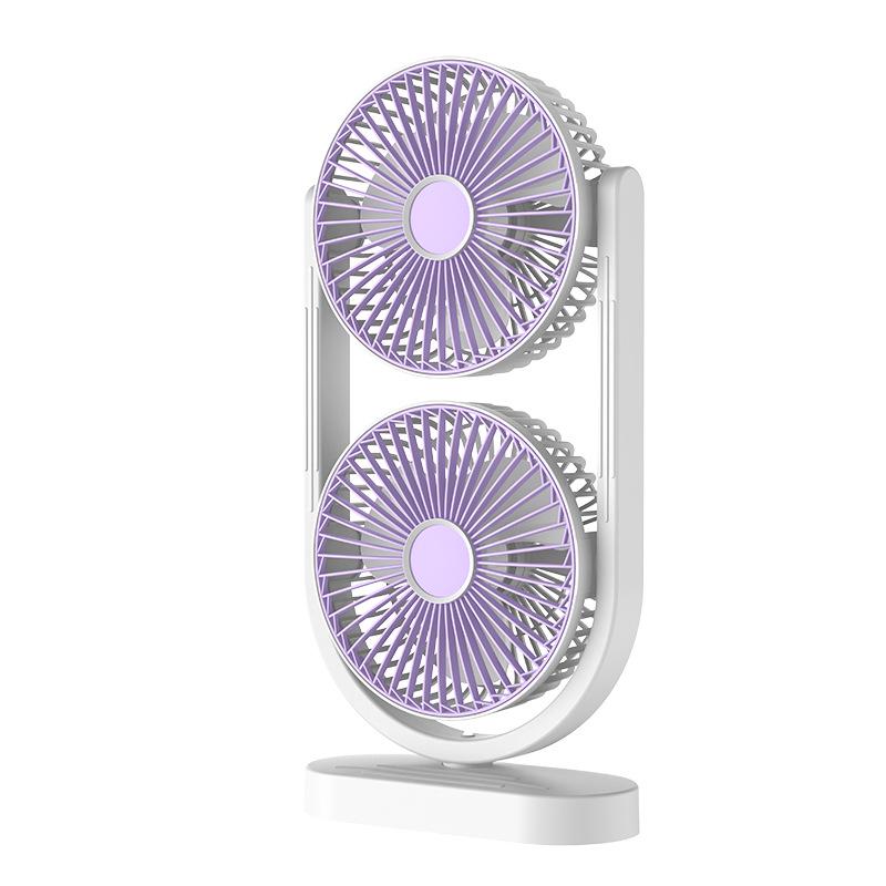 Dual-Head USB Rechargeable Night Light Fan for Air Circulation – Ideal for Outdoor, Dorm, or Office with Long Battery Life