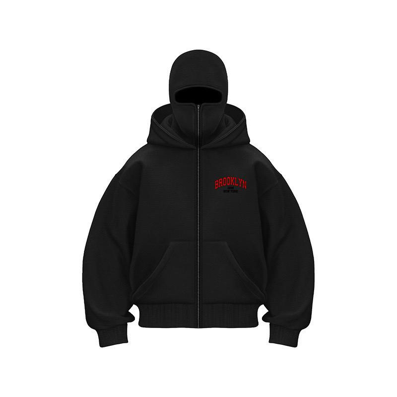 Brooklyn 1898 Мужская толстовка с капюшоном на молнии Y2K с маской для лица с капюшоном Спортивная куртка на молнии для активного отдыха