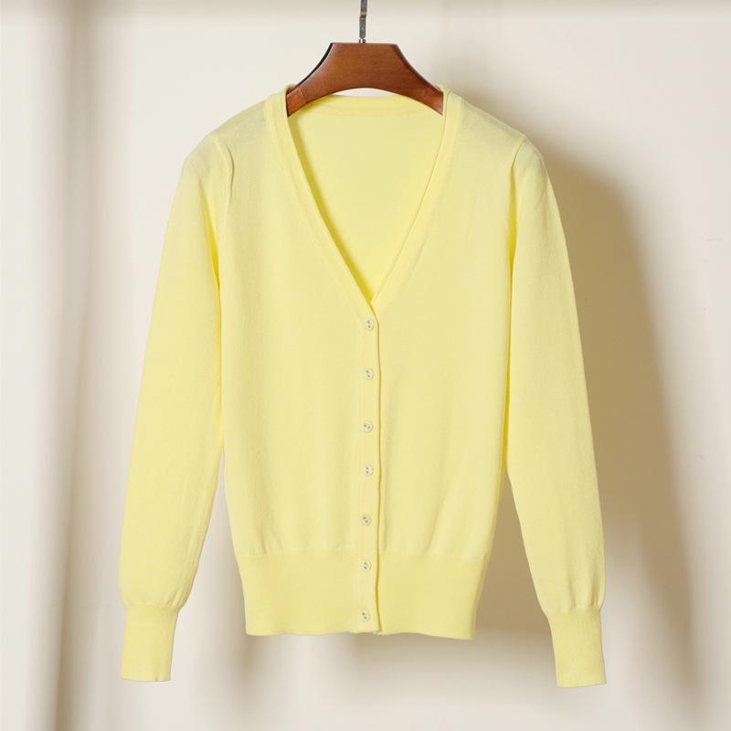 Корейский вязаный кардиган с V-образным вырезом: Женский топ с длинным рукавом, универсальный для весны и осени.