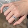 Blue Water Drop Zircon Open Ring for Women Exquisite Retro Irregular Adjustable Finger Ring Sweet Casual Versatile Jewelry Gift