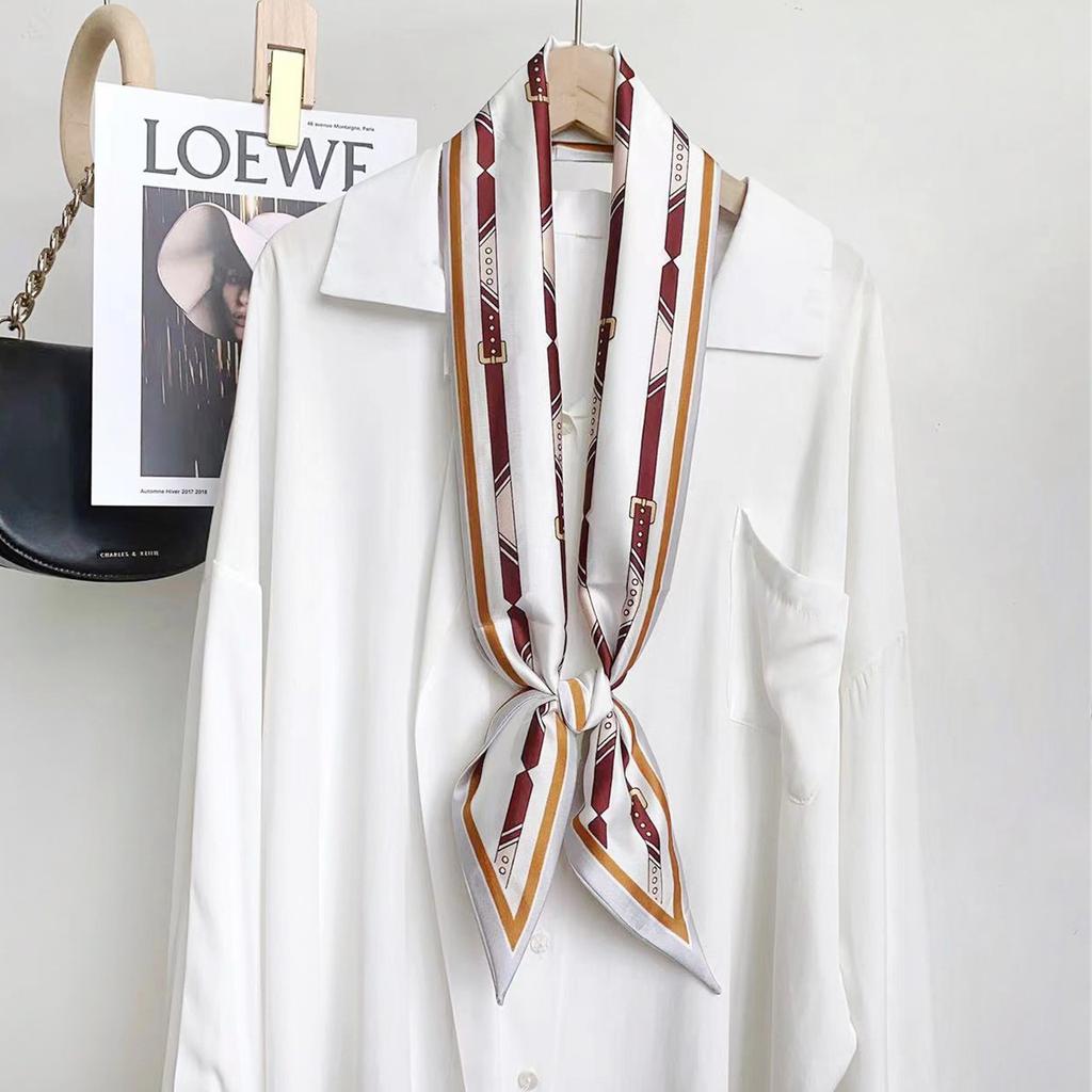 New Simulation Silk Long Scarf Fashionable Versatile Suit Double-Layer Scarf Decorative Bag Wrapped With Professional Scarf For Women